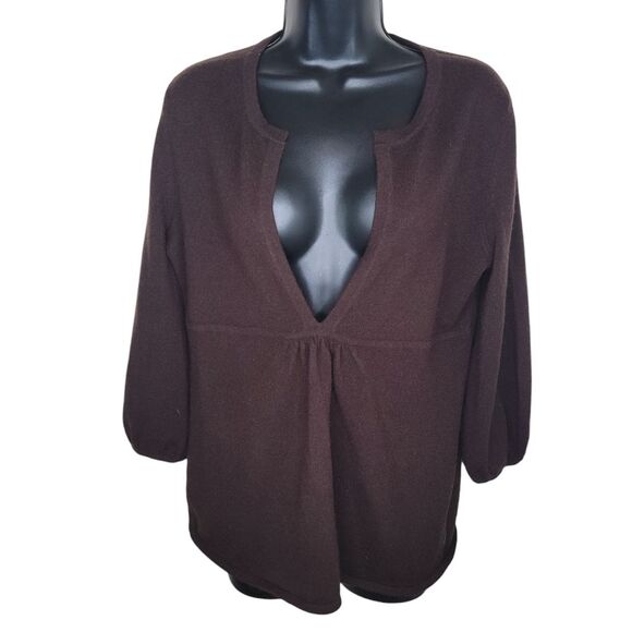 Prive Chocolate Brown Cashmere Sweater Size Medium - Picture 1 of 3